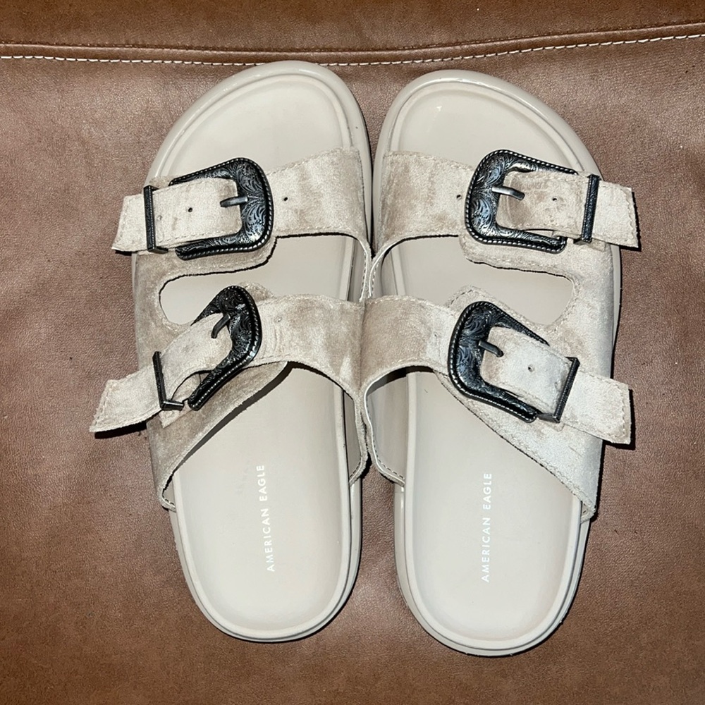 American Eagle AE Western Buckle Vegan Suede Sandal